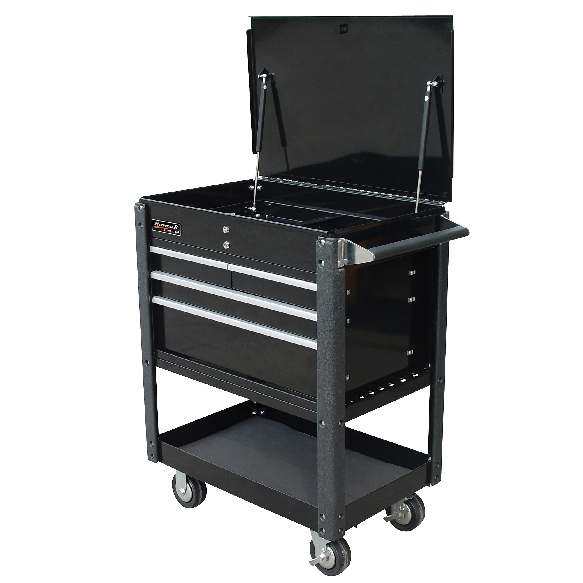 Homak 4-Drawer Industrial Service Cart, Black, Model# BK06032000